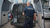 Policjant przy radiowozie