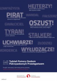 Plakat z napisami niektórych przestępstw