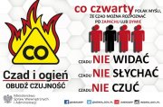 Opisany plakat informacyjny a na nim: trzy postacie, a obok płomień