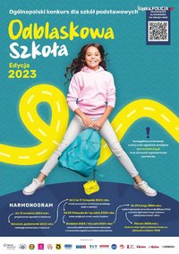 Kolorowy plakat konkursu odblaskowa szkoła