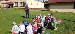 Spotkanie półkolonistów z policjantem